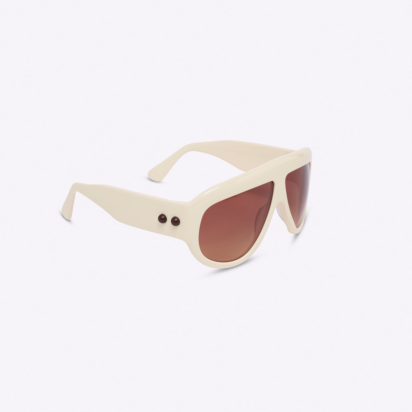 Ivory oversized aviator sunglasses with bold acetate frame – angled right view on white background