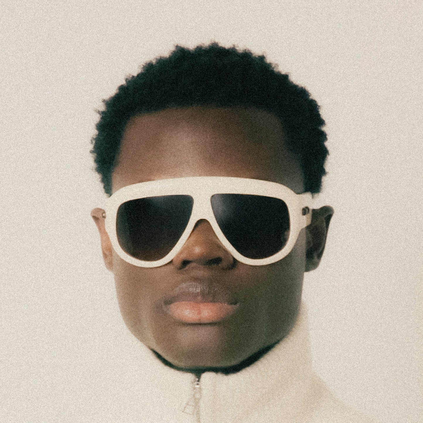 Ivory oversized aviator sunglasses with bold acetate frame – worn by male model