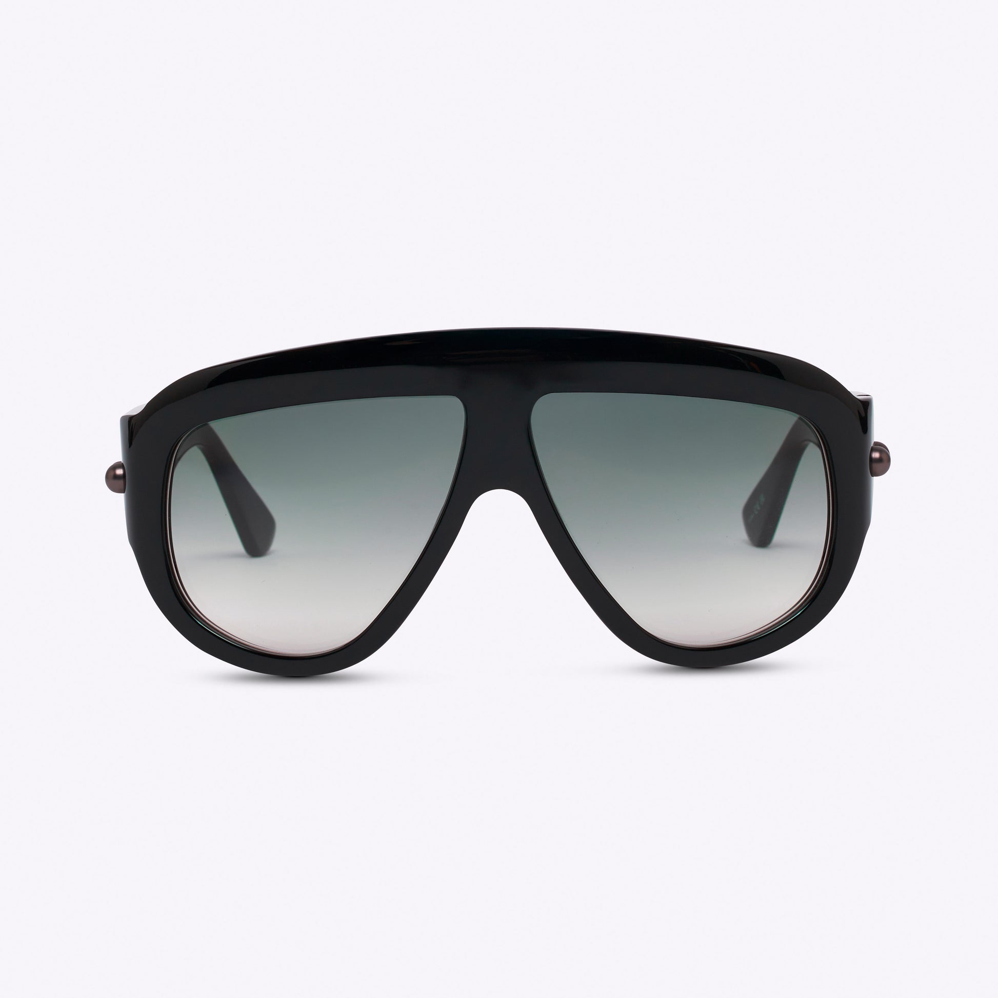 Black oversized aviator sunglasses with bold acetate frame – front view on white background