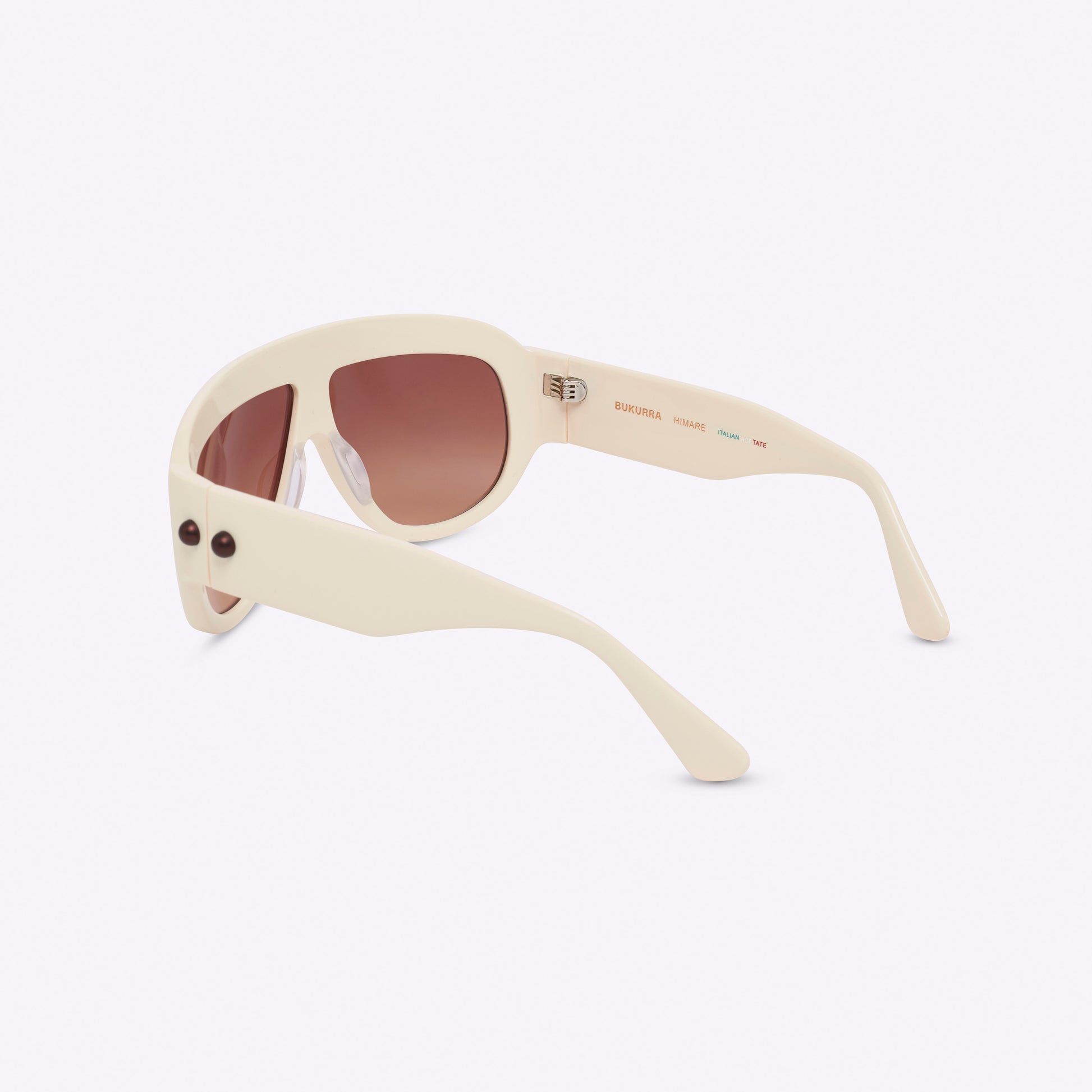 Ivory oversized aviator sunglasses with bold acetate frame – back view on white background