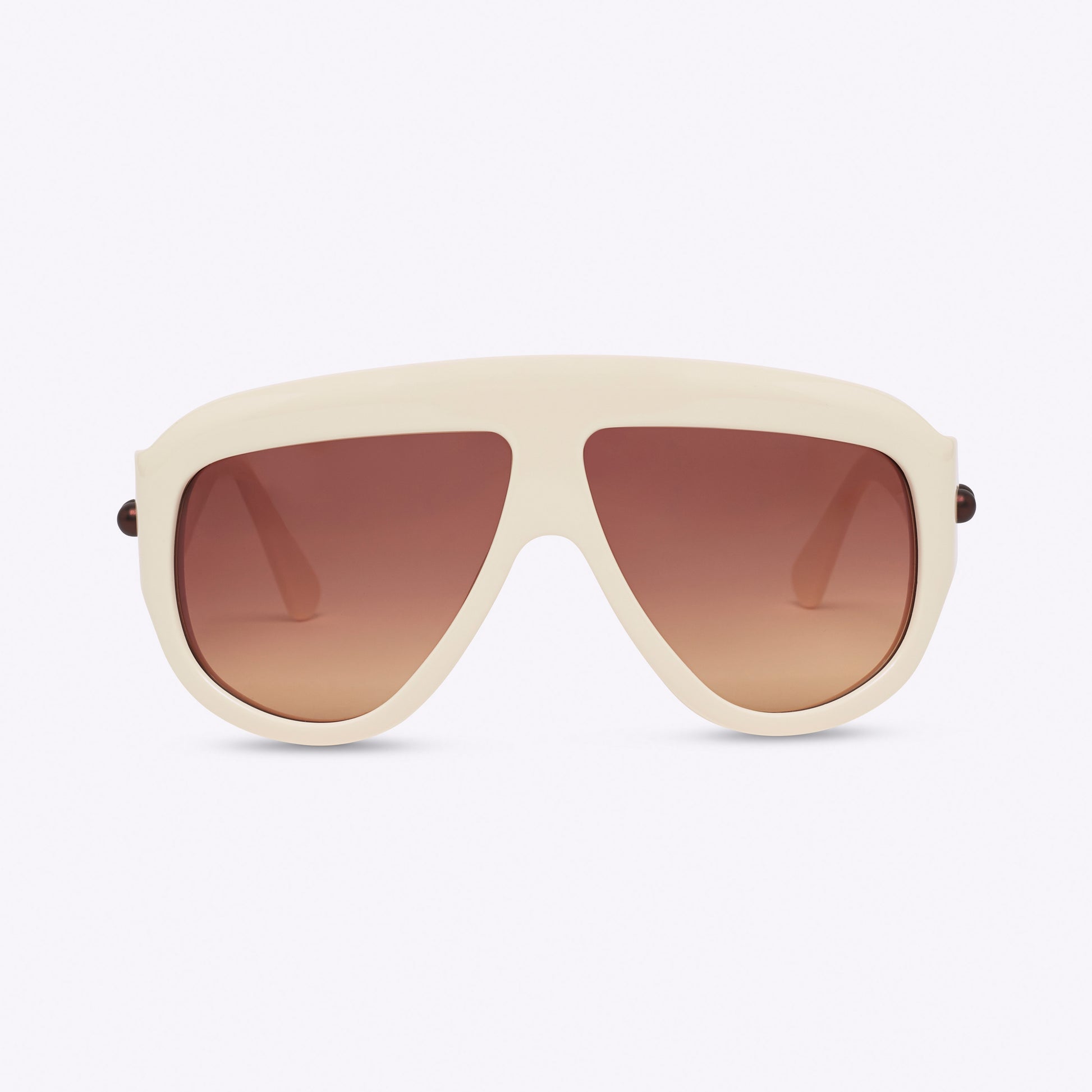 Ivory oversized aviator sunglasses with bold acetate frame – front view on white background