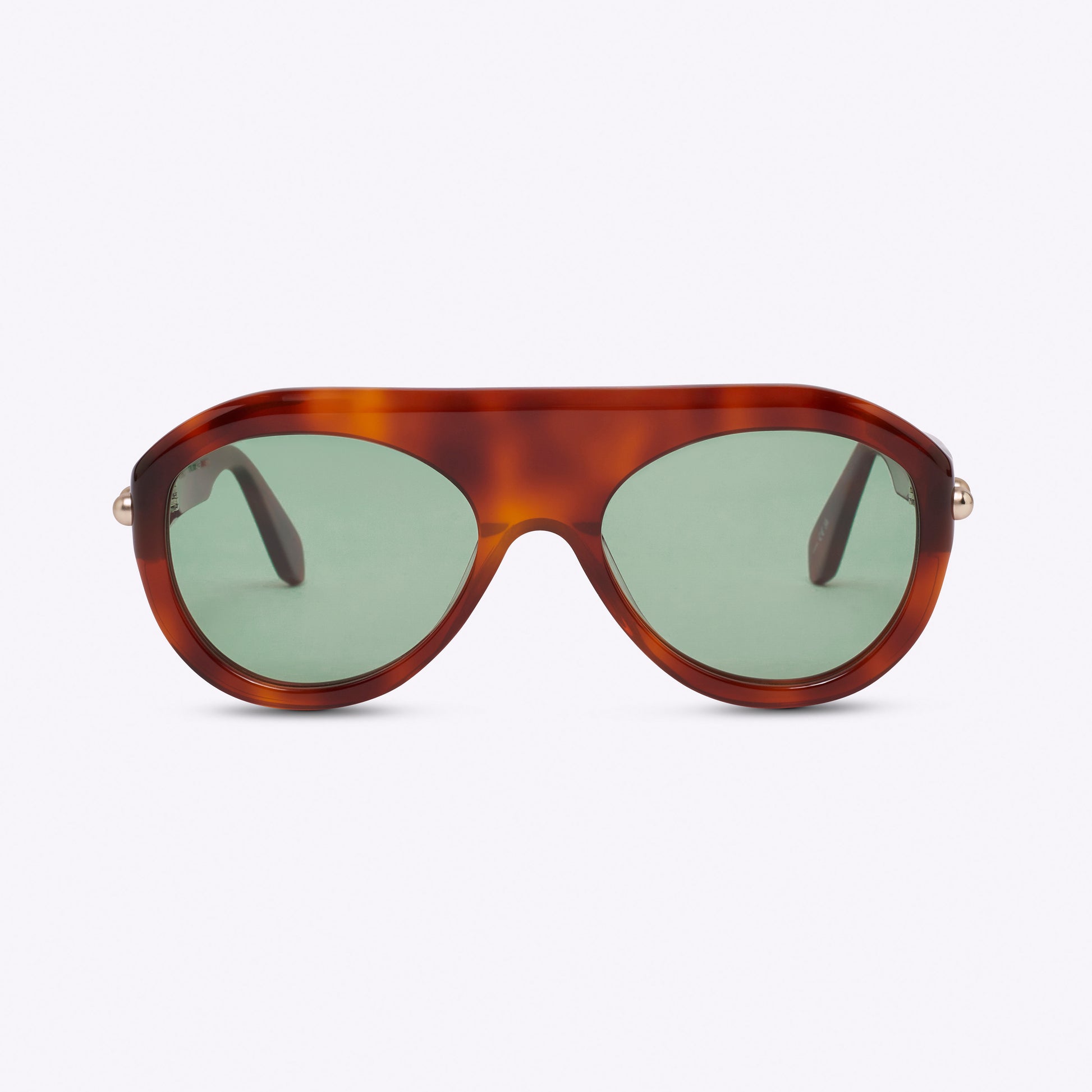 Brown aviator sunglasses in Havana acetate – front view product photo on white background