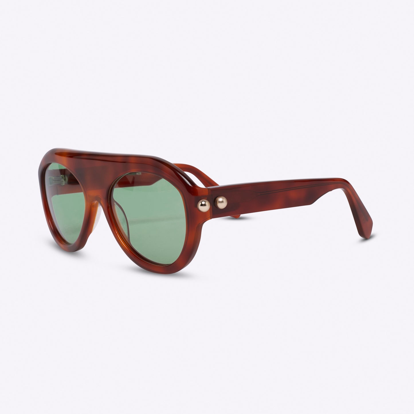 Brown aviator sunglasses in Havana acetate – side view product photo on white background