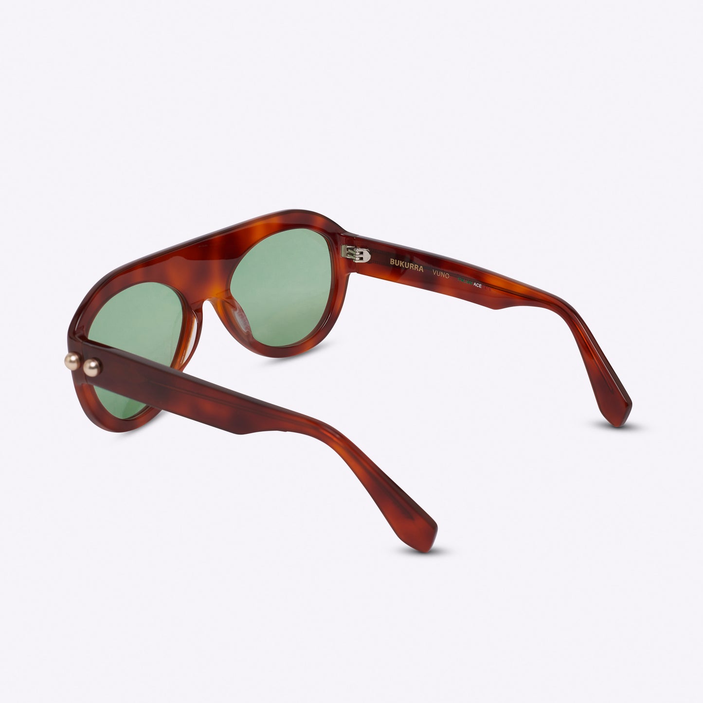 Brown aviator sunglasses in Havana acetate – back view product photo on white background