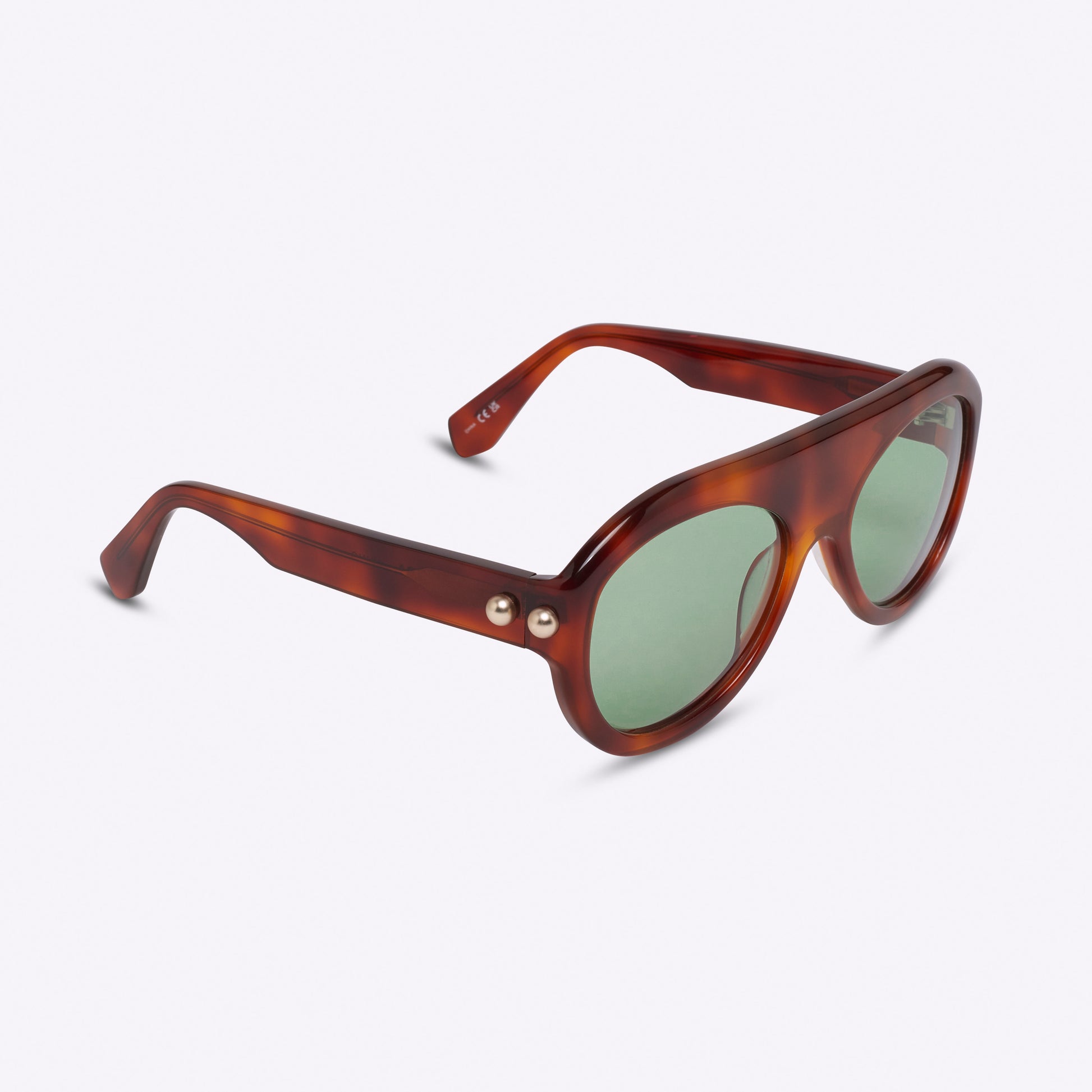 Brown aviator sunglasses in Havana acetate – angled view product photo on white background