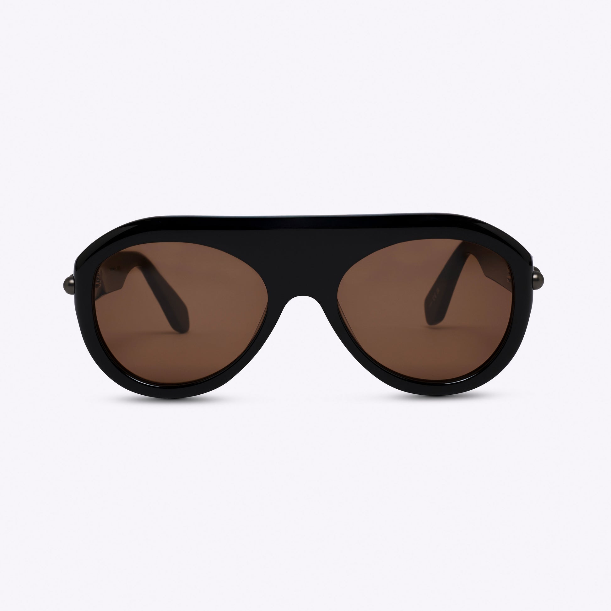 Black aviator sunglasses with acetate frame – front view on white background