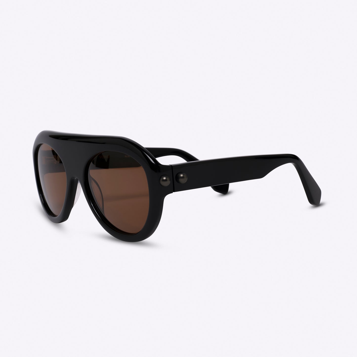 Black aviator sunglasses with acetate frame – side view on white background