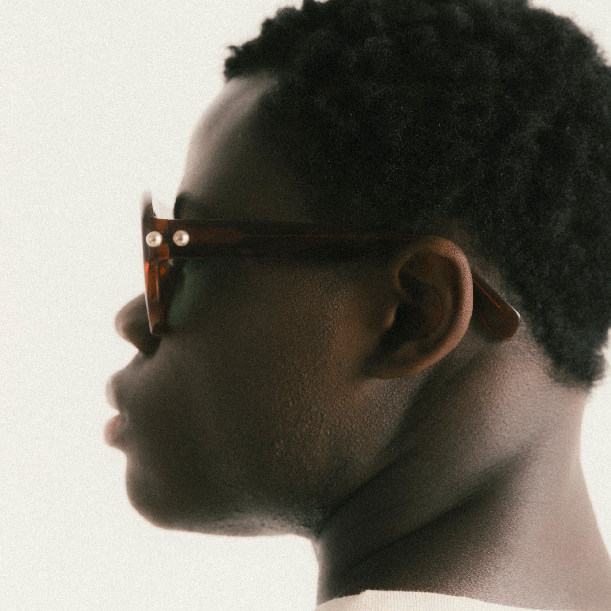 Brown aviator sunglasses in Havana acetate – worn by male model, side profile view